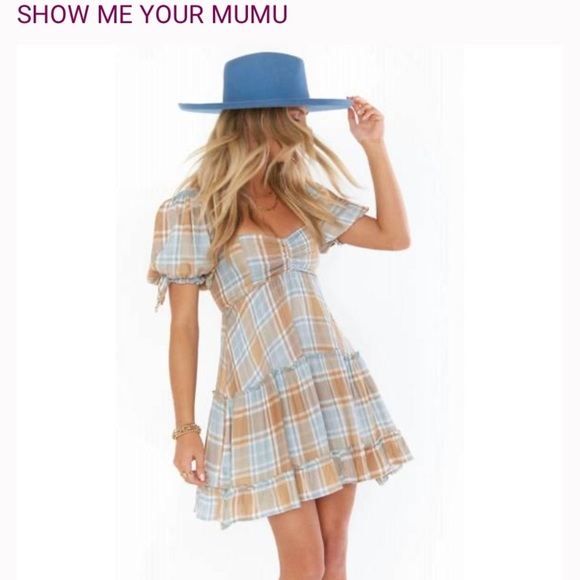 Show Me Your MuMu Maryellen Plaid Mini Dress Size M - Picture 1 of 7